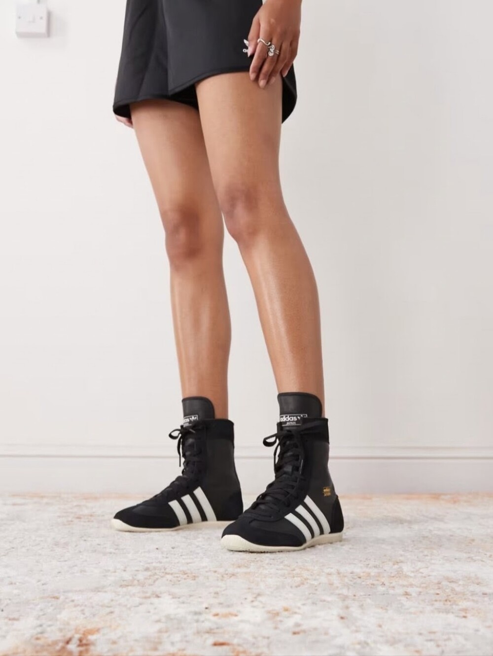 adidas Japan H High Top Sneakers Black White Women's 8 JS4036